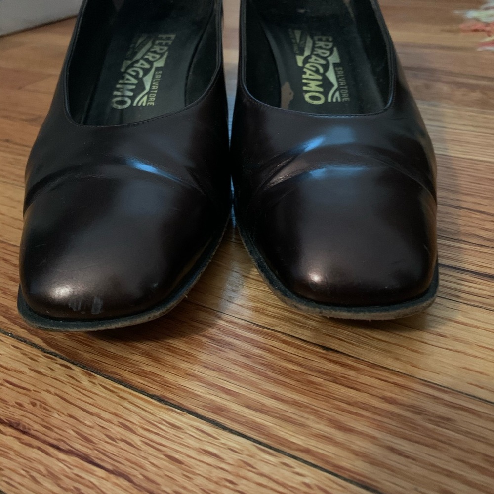 Ferragamo block heel pumps